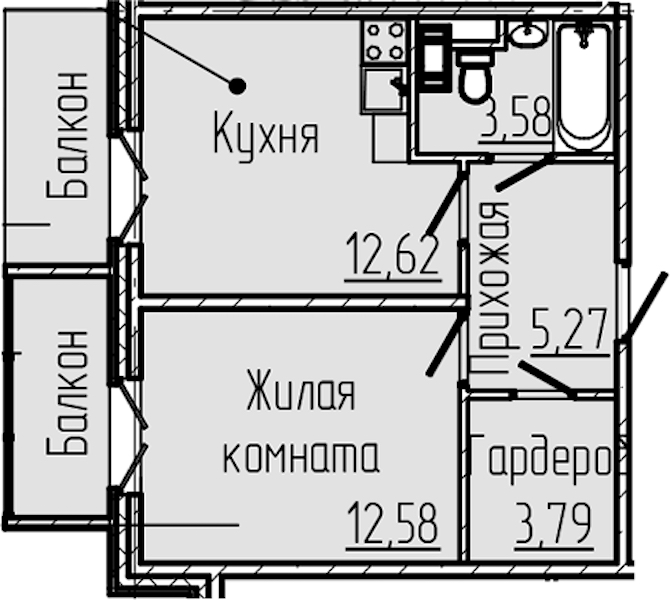 1-комнатная квартира 40.2 м², 5/8 эт., ЖК «SERTOLOVO PARK»